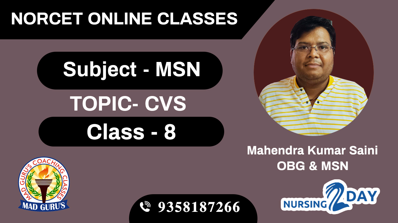 NORCET MSN CVS CLASS 8